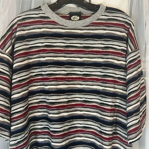 Vintage MPG Striped Pullover Crewneck Cotton Blend Shirt Men’s Large Multi Color